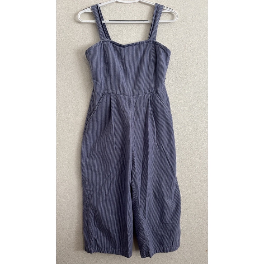 Brixton Beatrice Jumpsuit Women S Blue White Pinstripe Wide Leg Cotton